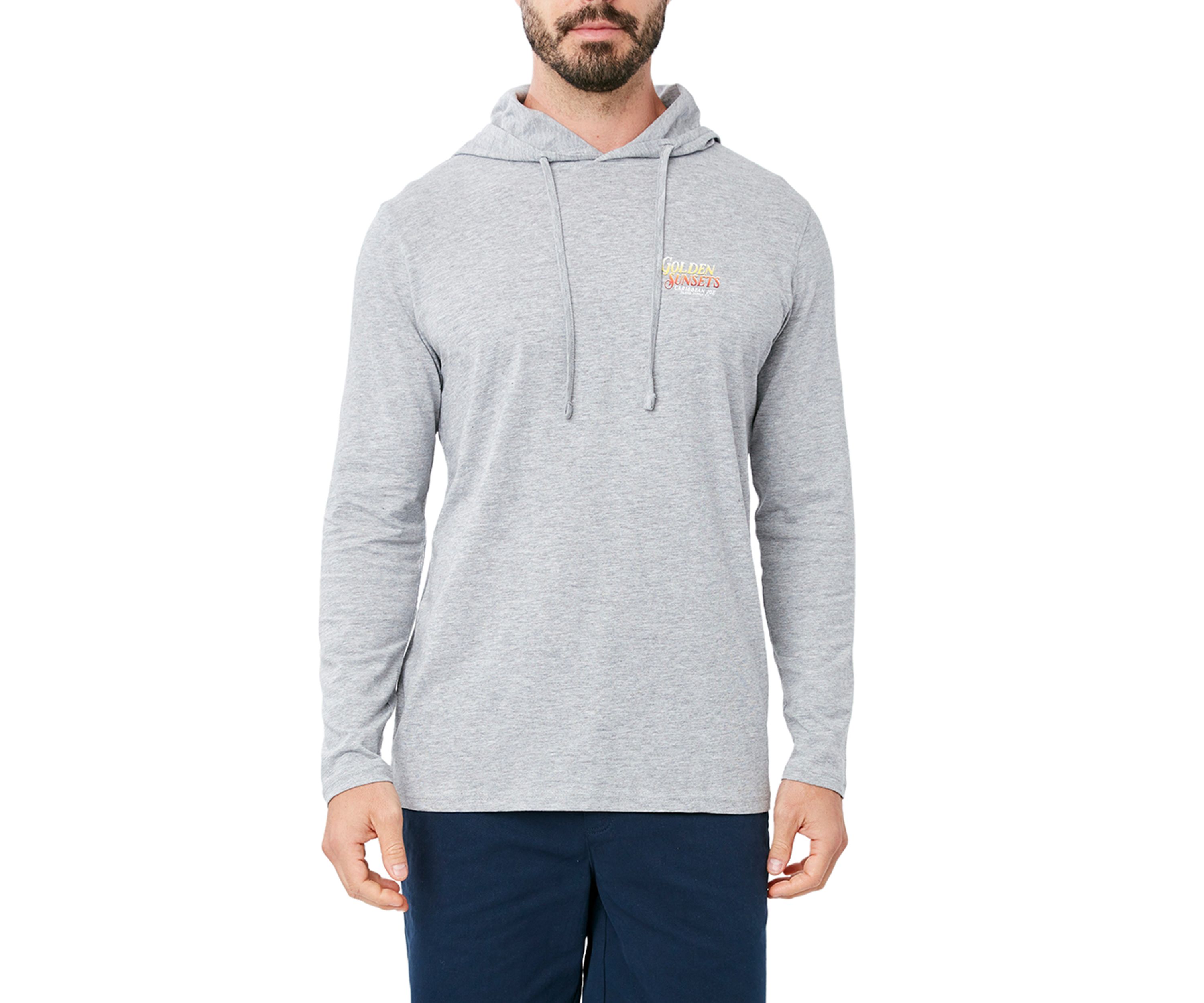 Mens Long Sleeve Hooded Golden Sunsets Beer Graphic T-Shirt