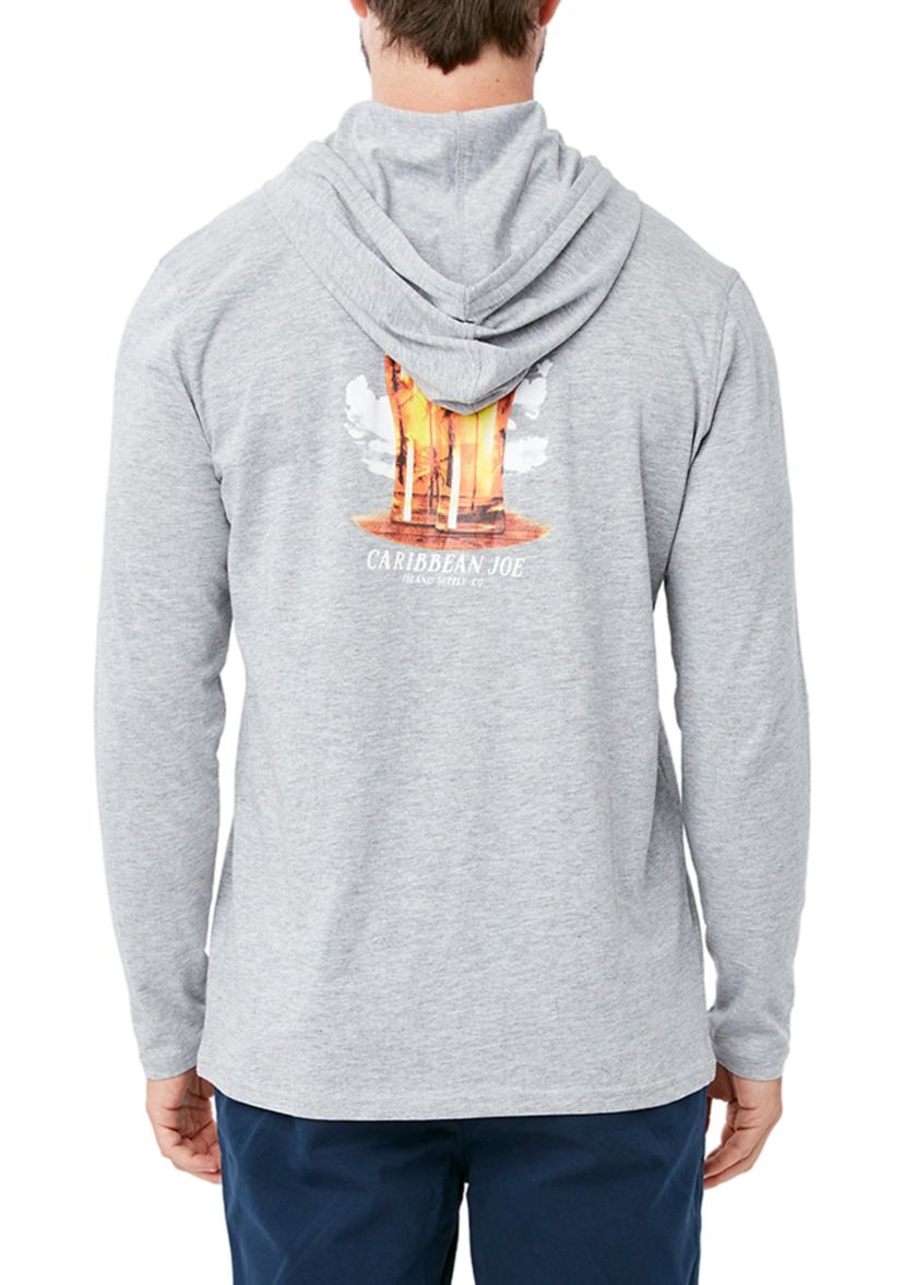 Mens Long Sleeve Hooded Golden Sunsets Beer Graphic T-Shirt