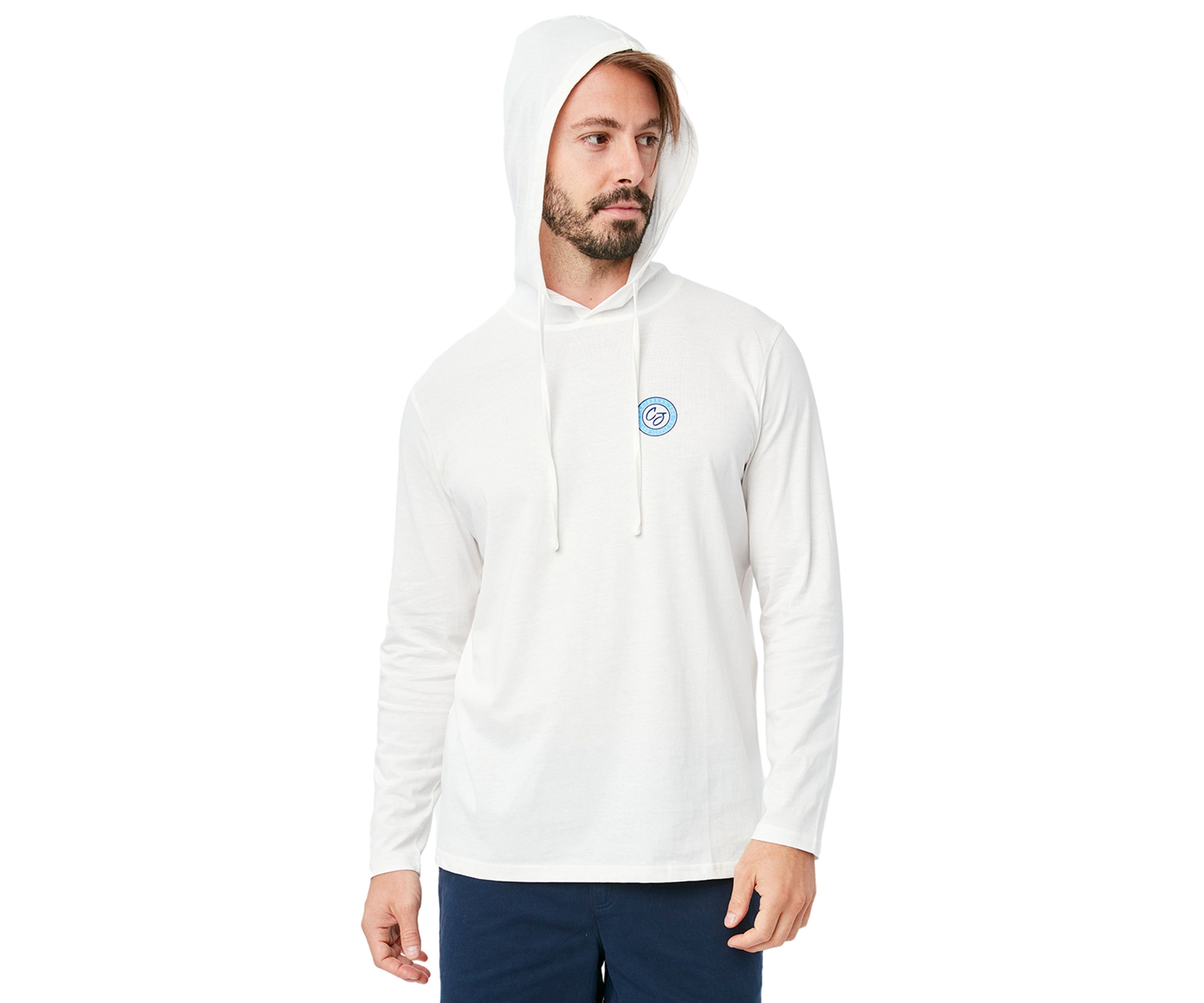 Mens Long Sleeve Hooded Chairman of the Board Graphic T-Shirt