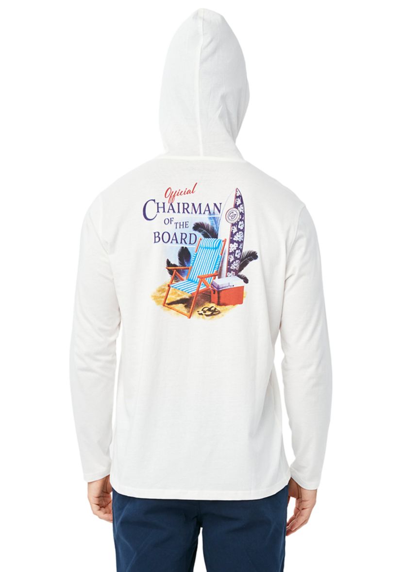 Mens Long Sleeve Hooded Chairman of the Board Graphic T-Shirt