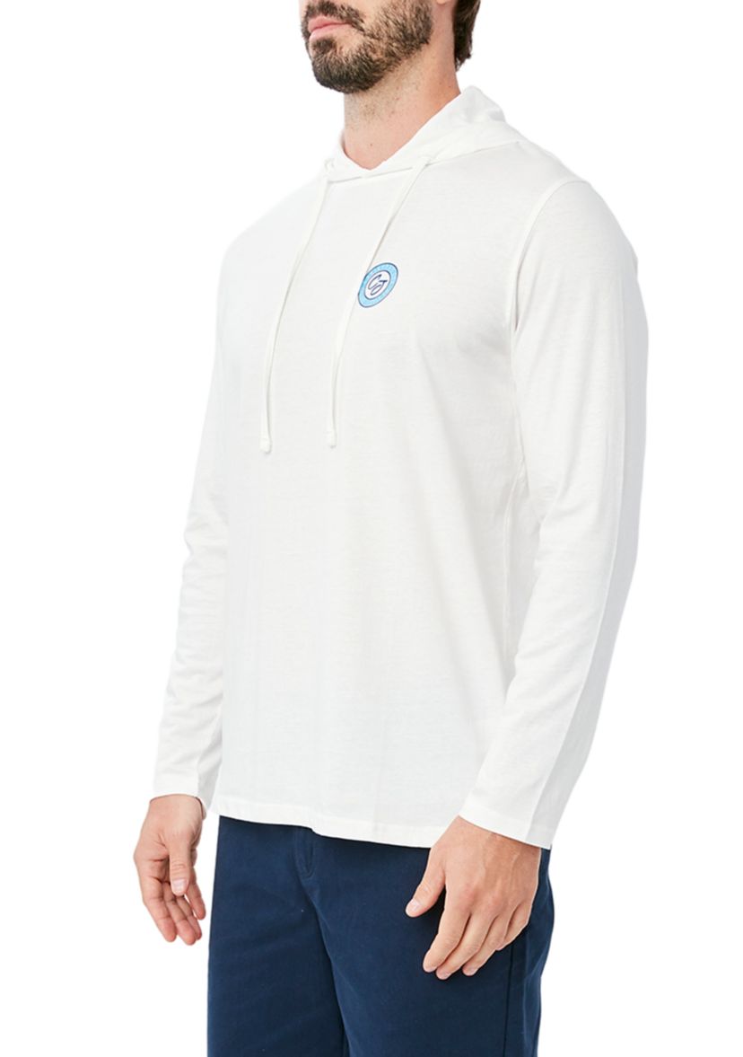 Mens Long Sleeve Hooded Chairman of the Board Graphic T-Shirt