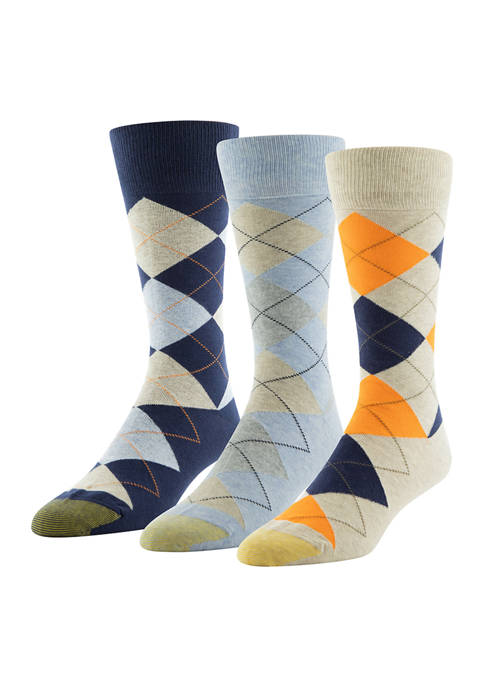 Gold Toe® 3 Pack Argyle Crew Socks