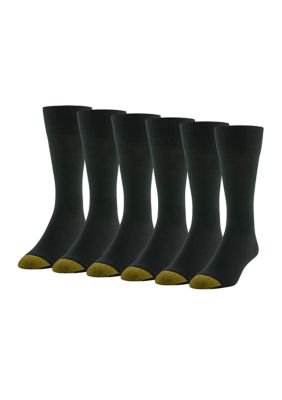 Gold Toe Men's 6-Pack of Solid Crew Socks, Black, 10 - 13