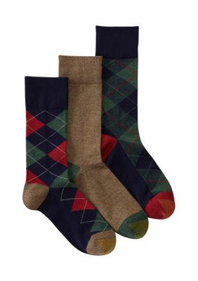 Gold Toe Men's Holiday Plaid Crew Socks - 3 Pack