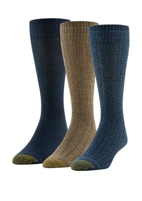 Gold Toe Men's Premium Texture Crew Socks - 3 Pack