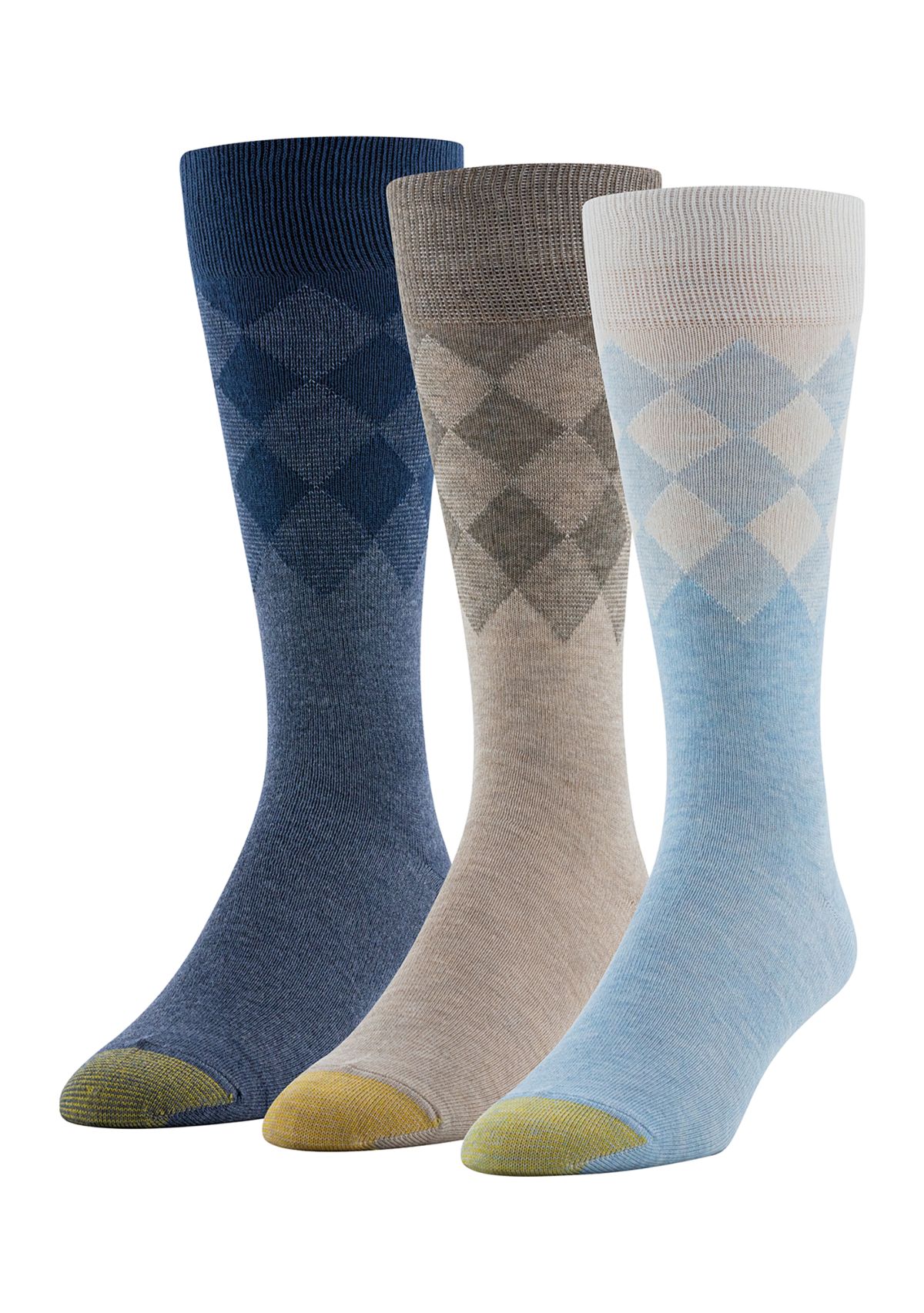 Argyle Border Crew Socks - 3 Pack