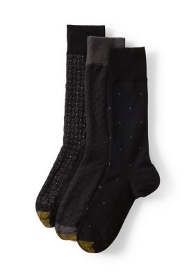 Gold Toe Men's 3-Pack Frasier Dress Crew Socks Set, 10 - 13