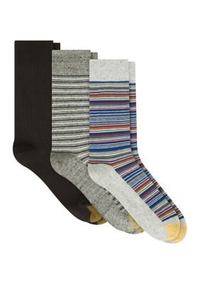 Gold Toe Men's Frankie Striped Crew Socks 3 Pack