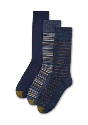 Gold Toe Men's Frankie Striped Crew Socks 3 Pack, 10 - 13