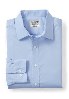 Haggar Men's Premium Cotton Comfort Classic Fit Dress Shirt, Light Blue, 16 - 16.5 34/35