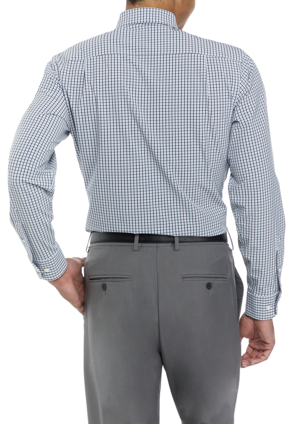 Mens Regular Fit Performance Stretch Blue Multi Check Button Down Shirt 