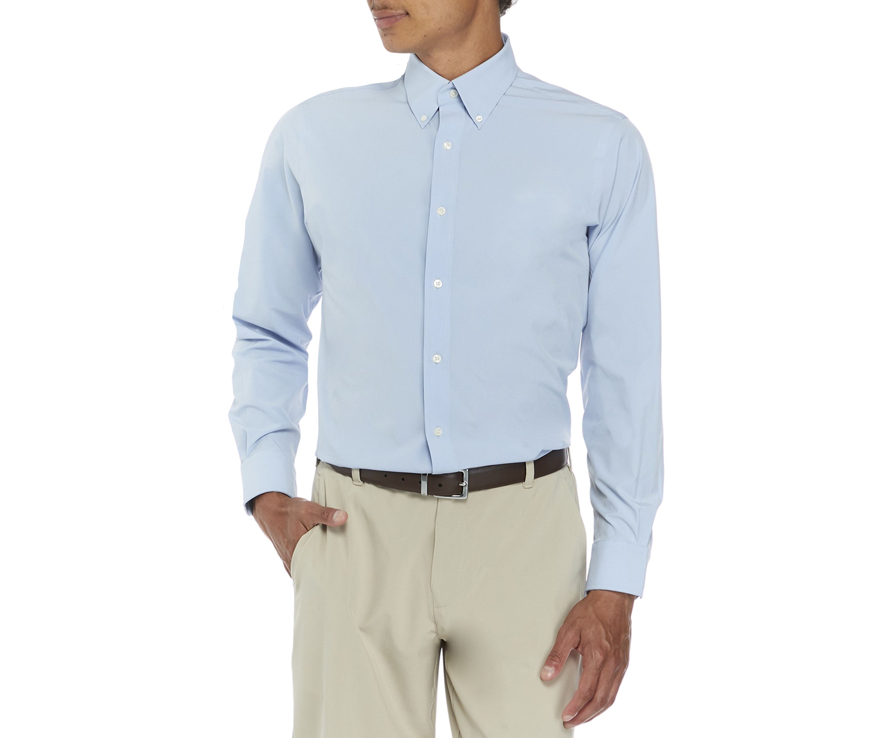 Mens Regular Fit Stretch Solid Button Down Shirt 