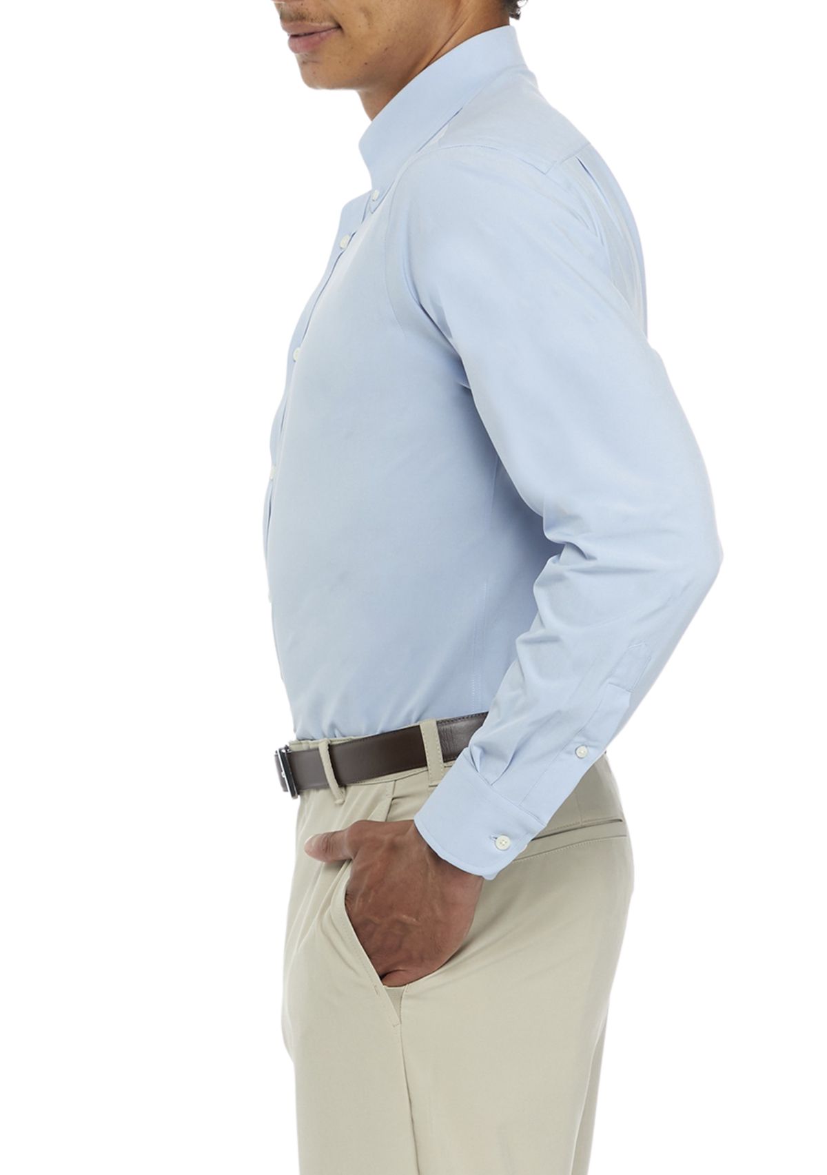 Mens Regular Fit Stretch Solid Button Down Shirt 