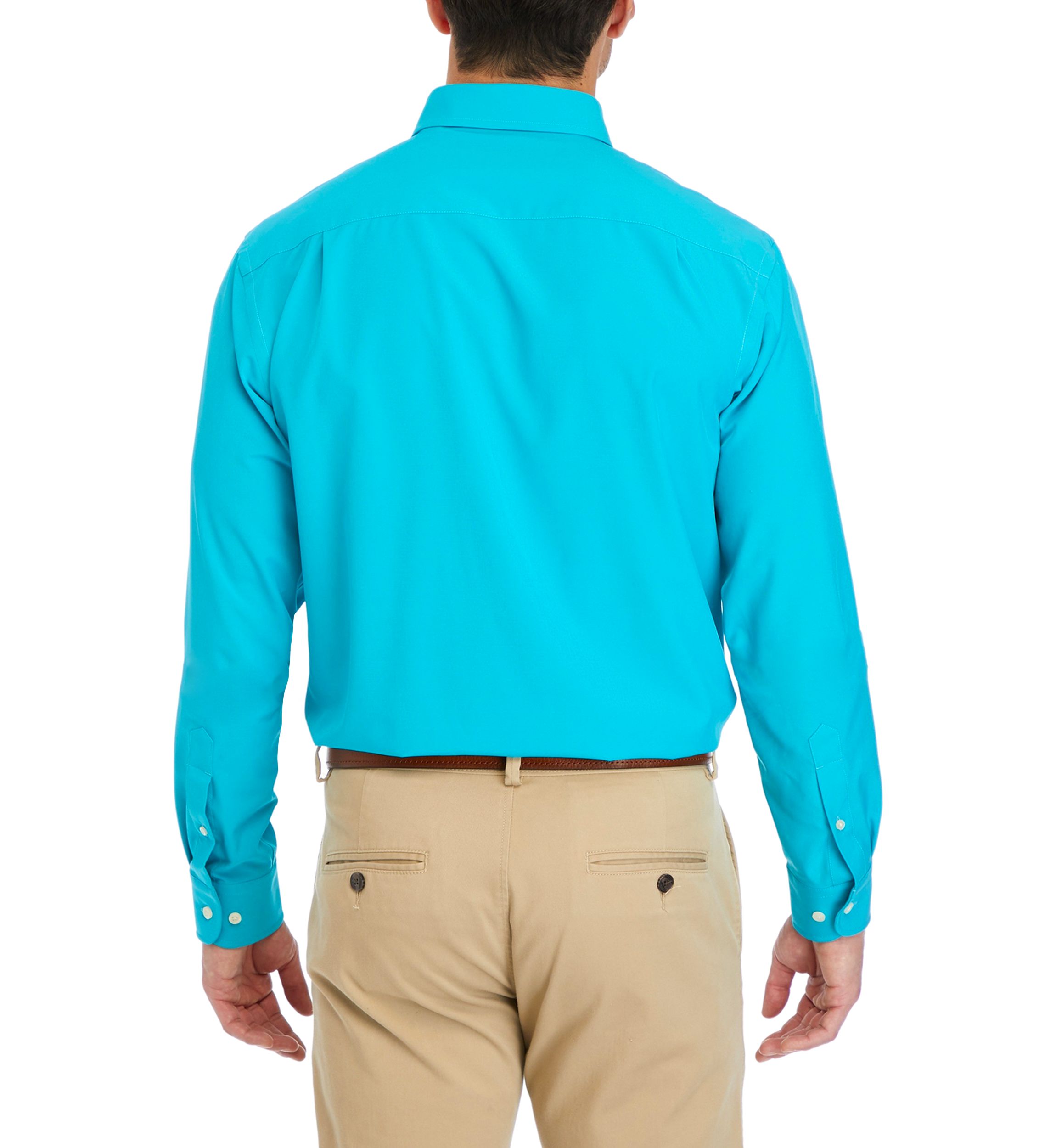 Mens Teal Solid Dress Shirt