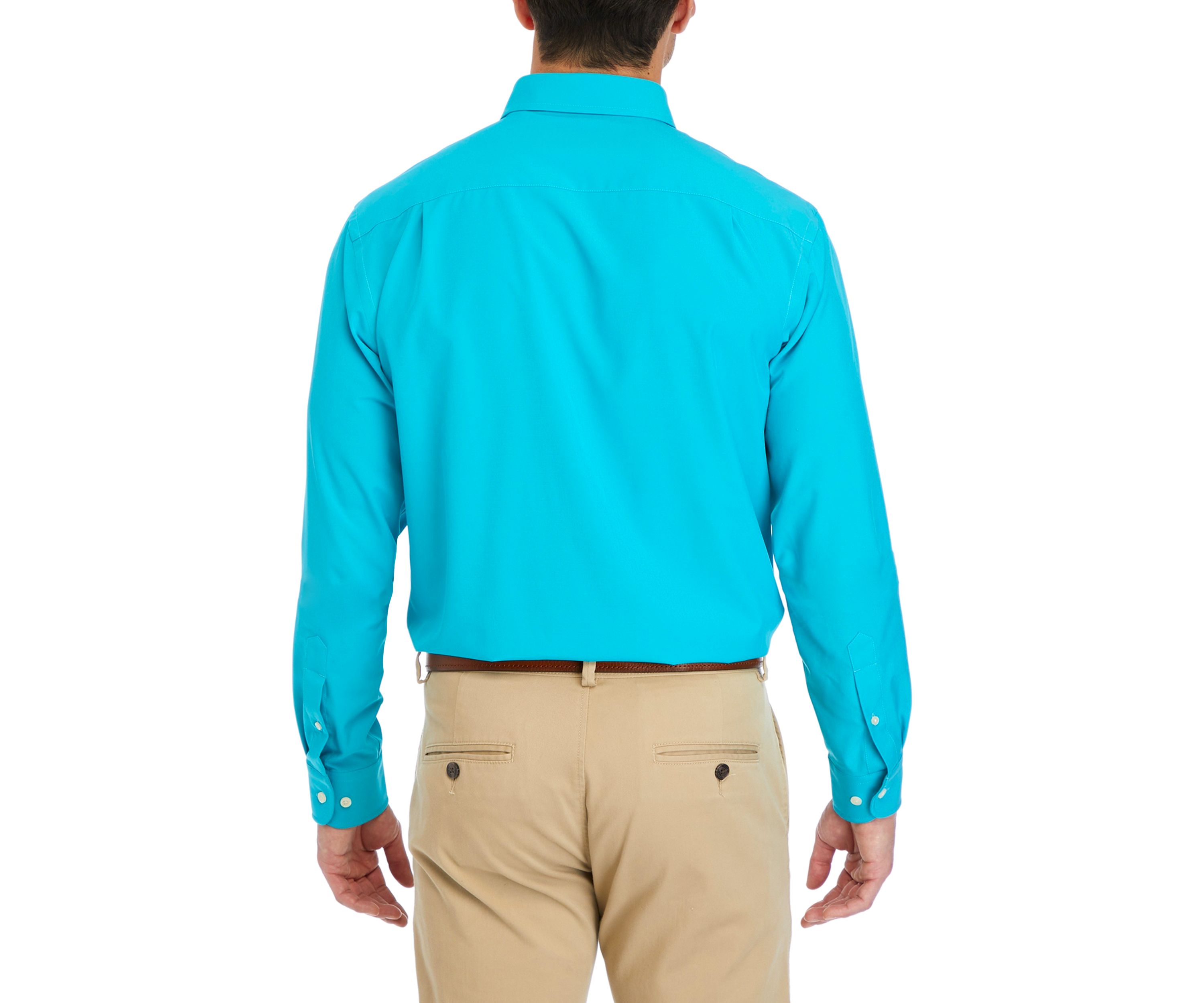 Mens Teal Solid Dress Shirt