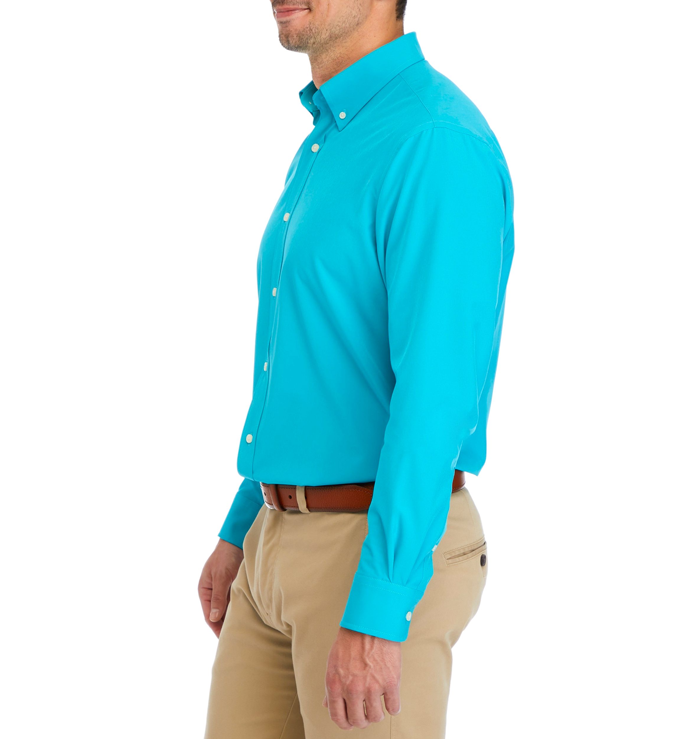 Mens Teal Solid Dress Shirt