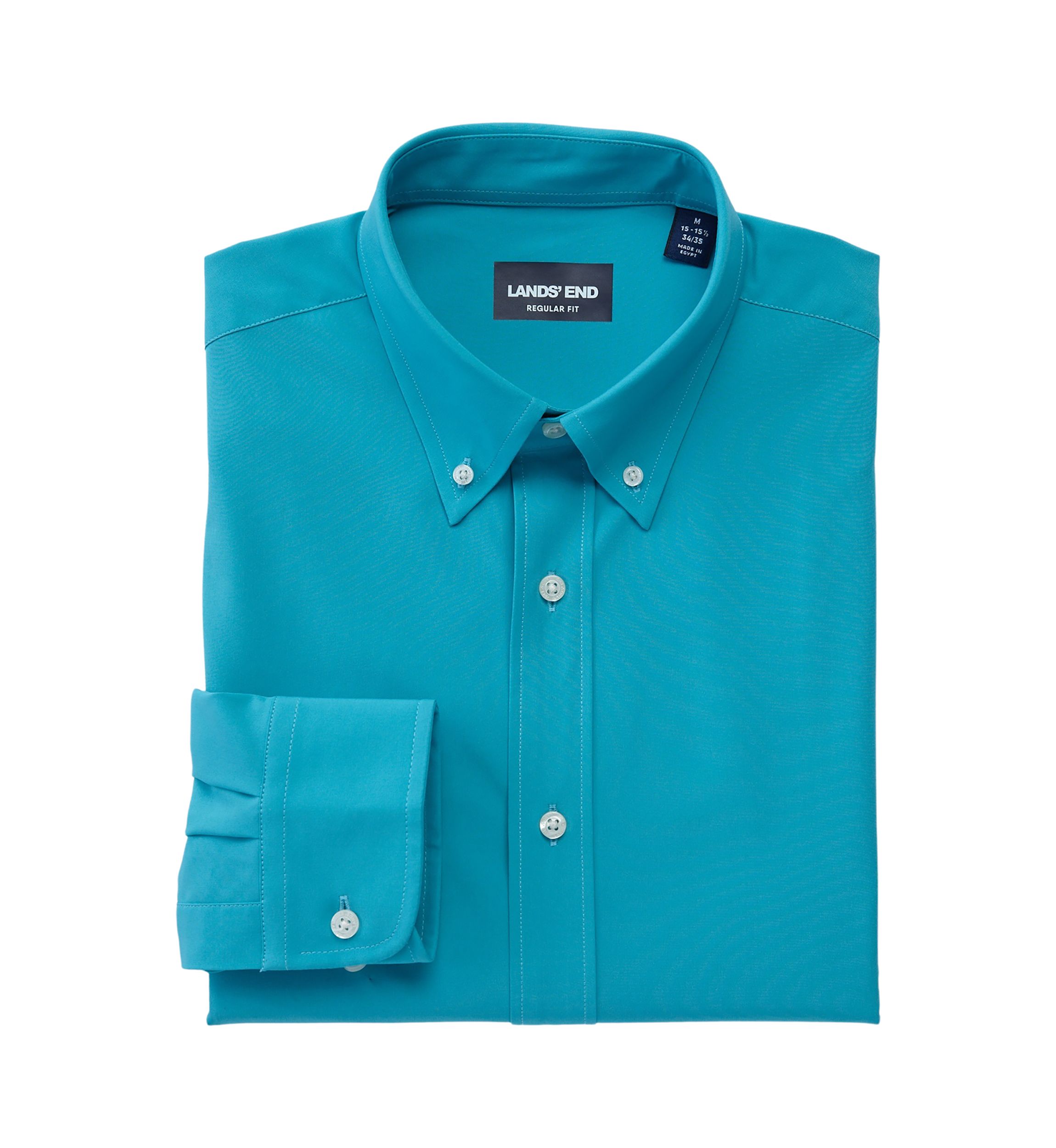 Mens Teal Solid Dress Shirt
