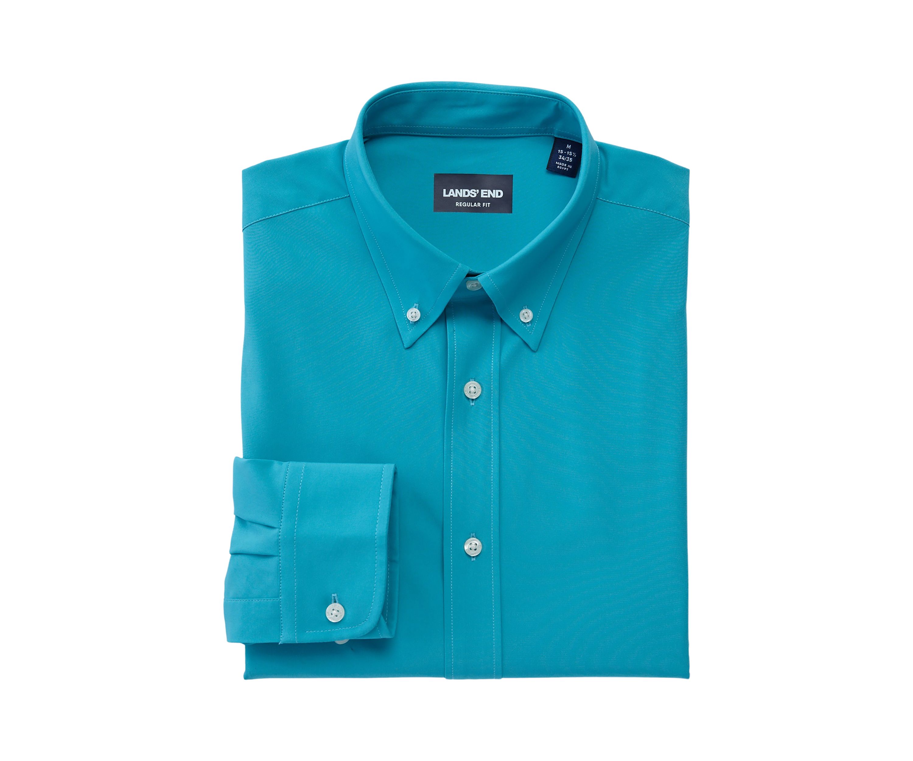 Mens Teal Solid Dress Shirt
