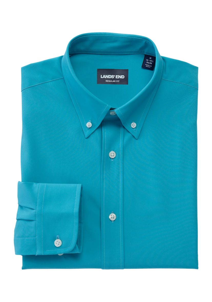 Mens Teal Solid Dress Shirt