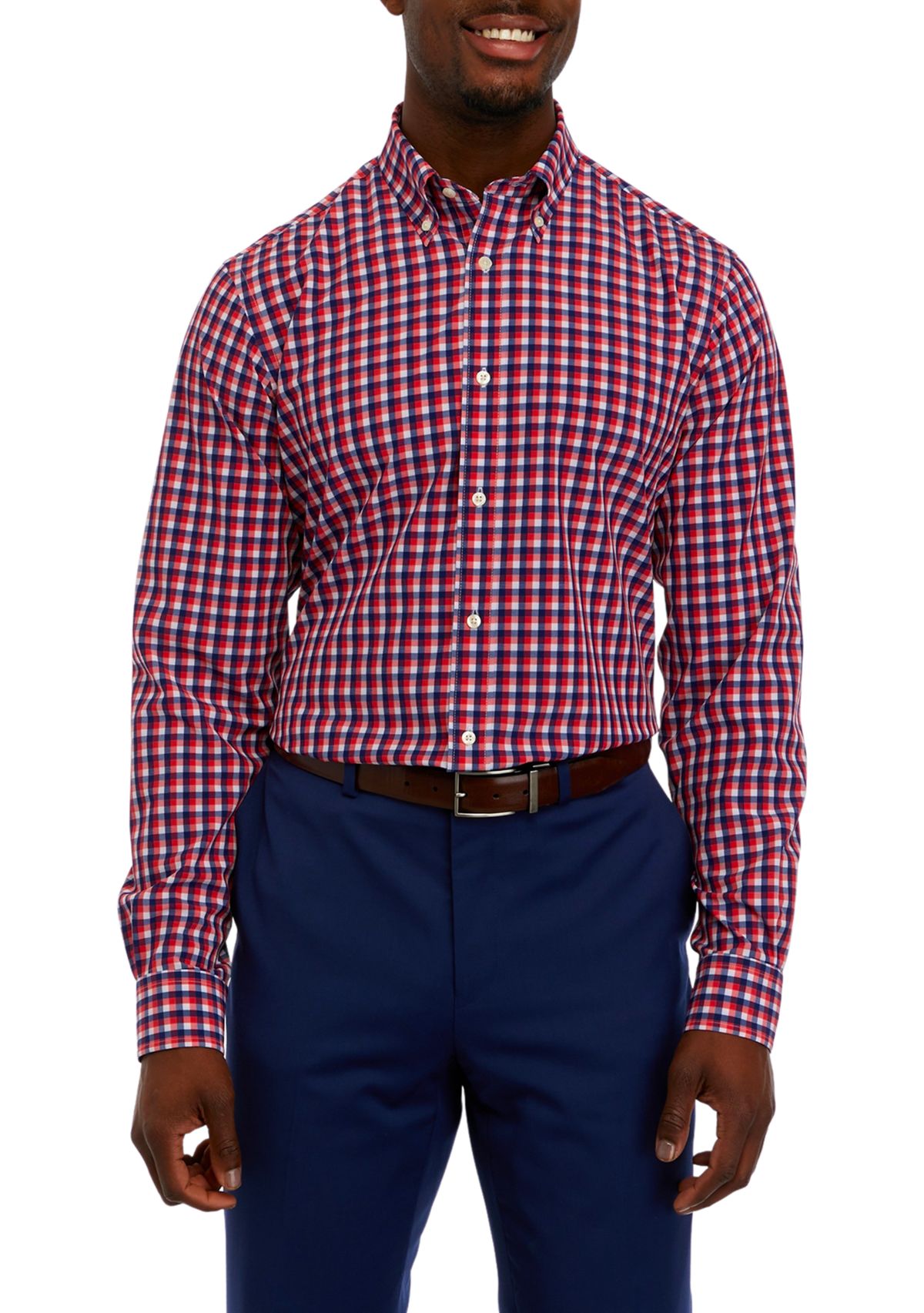 Mens Gingham Button Down Shirt