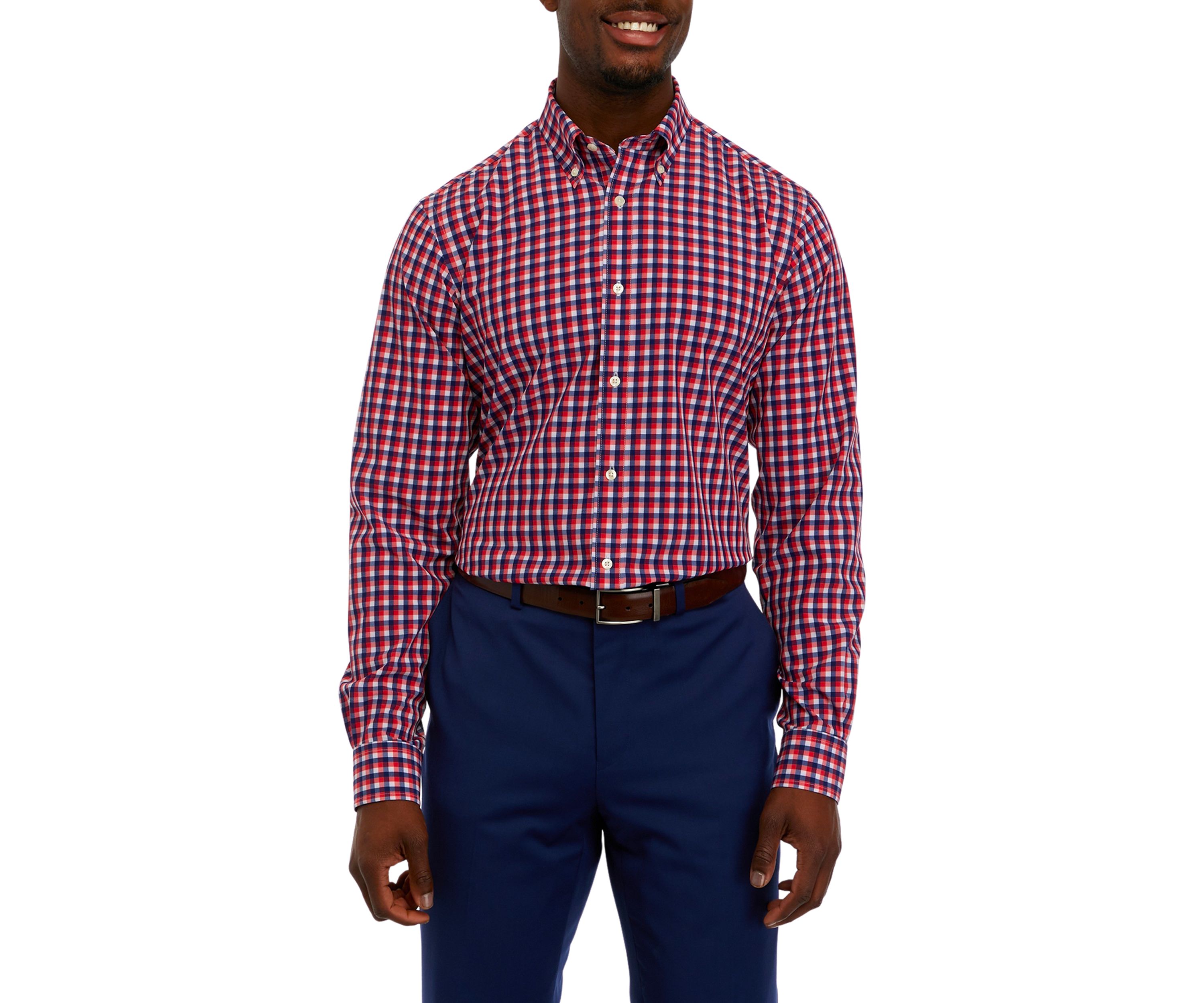 Mens Gingham Button Down Shirt