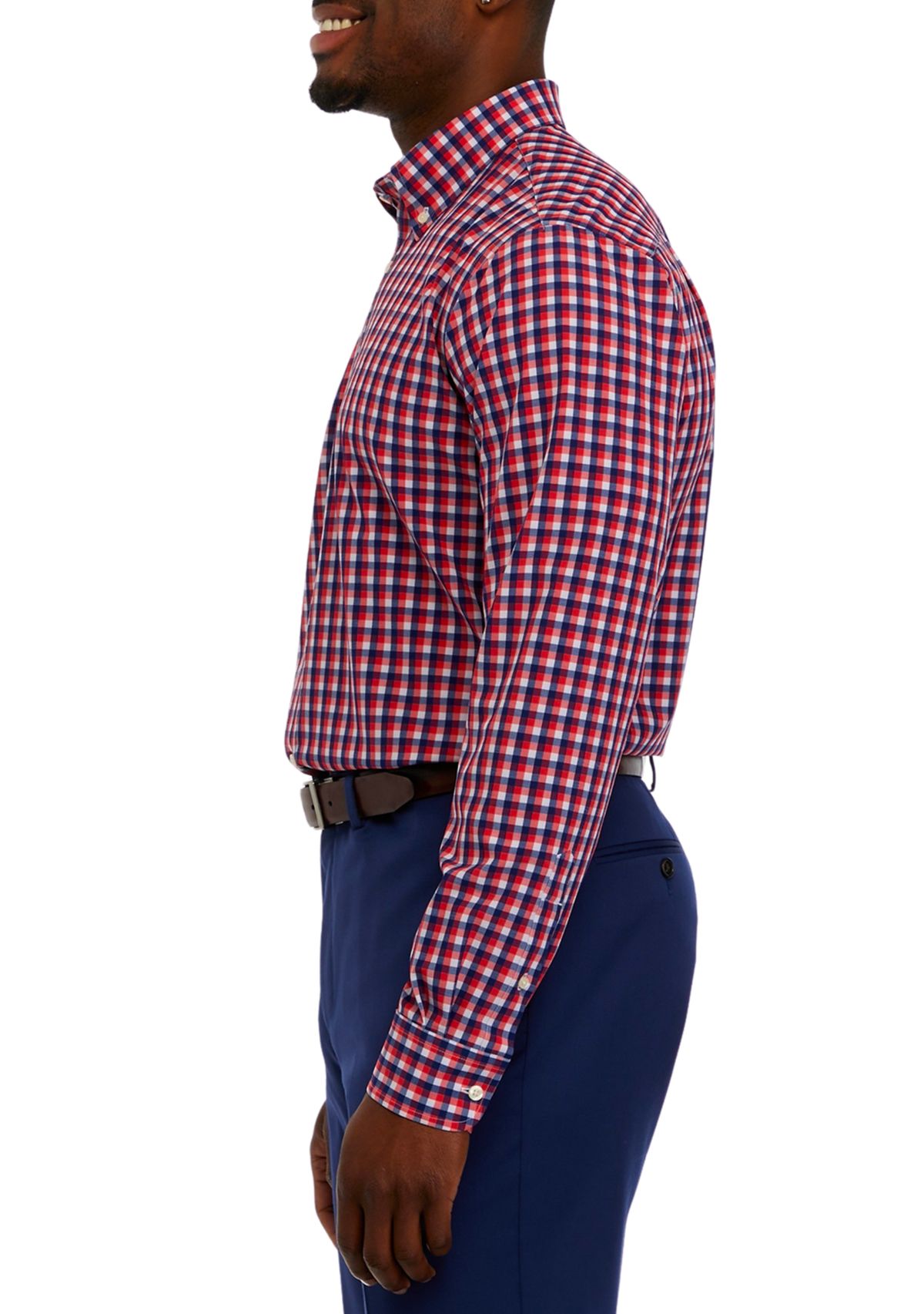 Mens Gingham Button Down Shirt