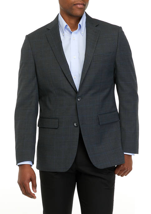 Lands' End Gray Windowpane Suit Separate Jacket