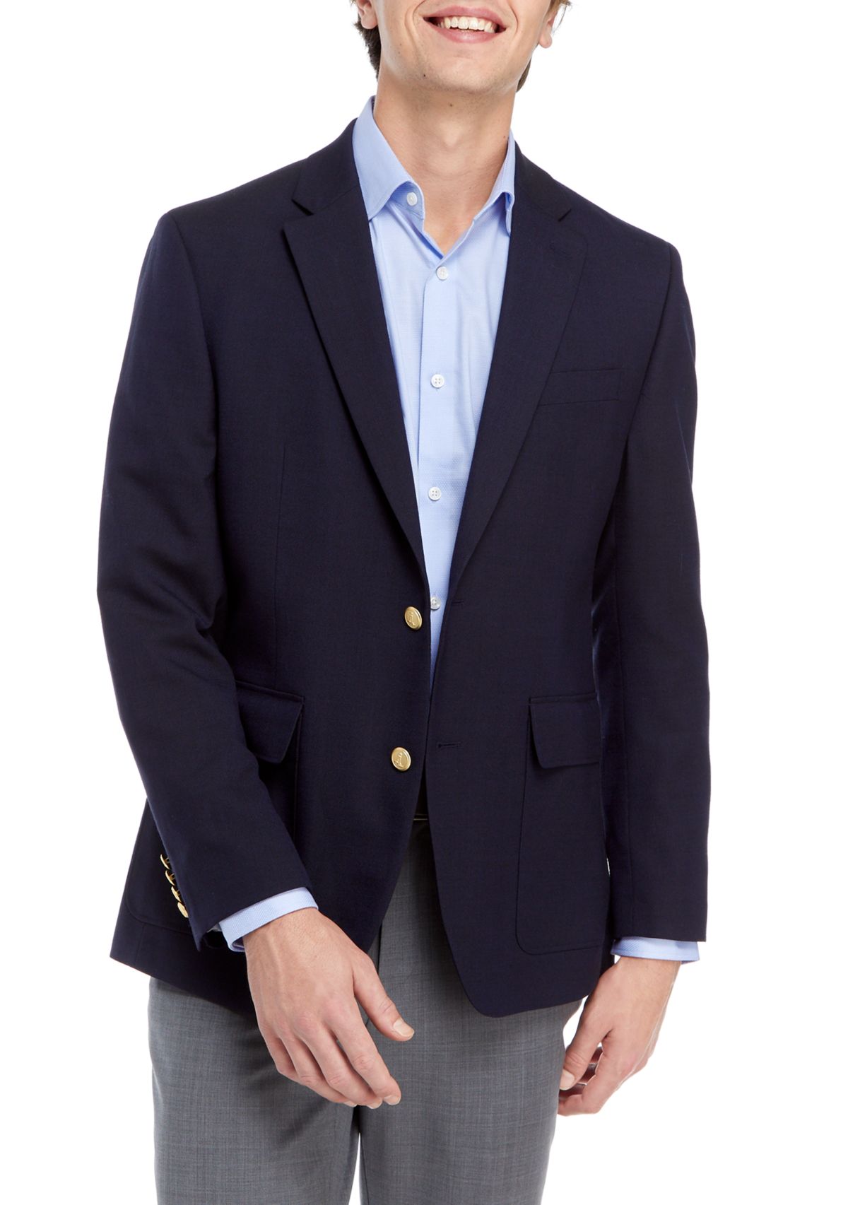 Navy Wool Blend Blazer 