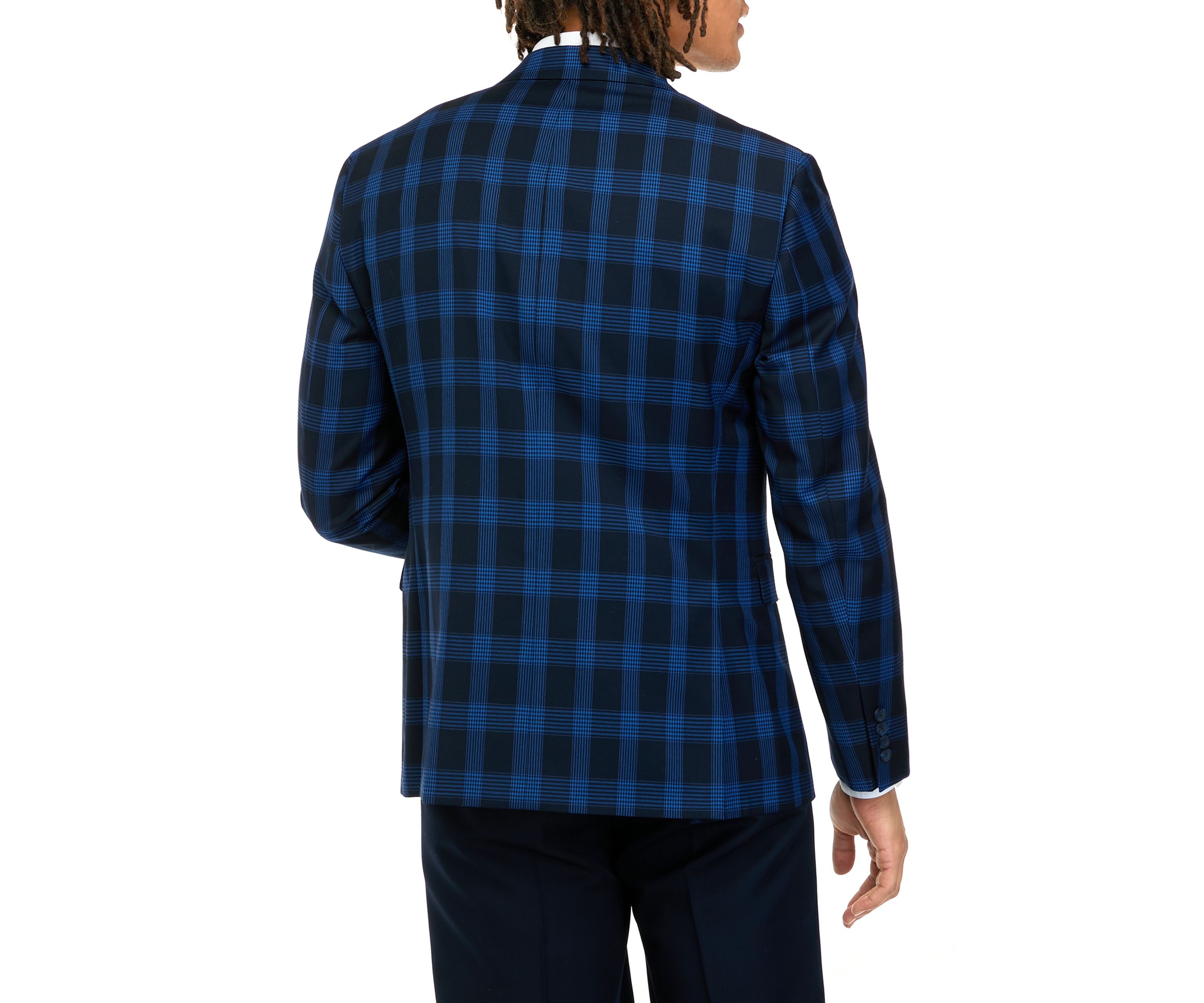 Mens Navy Plaid Jacket