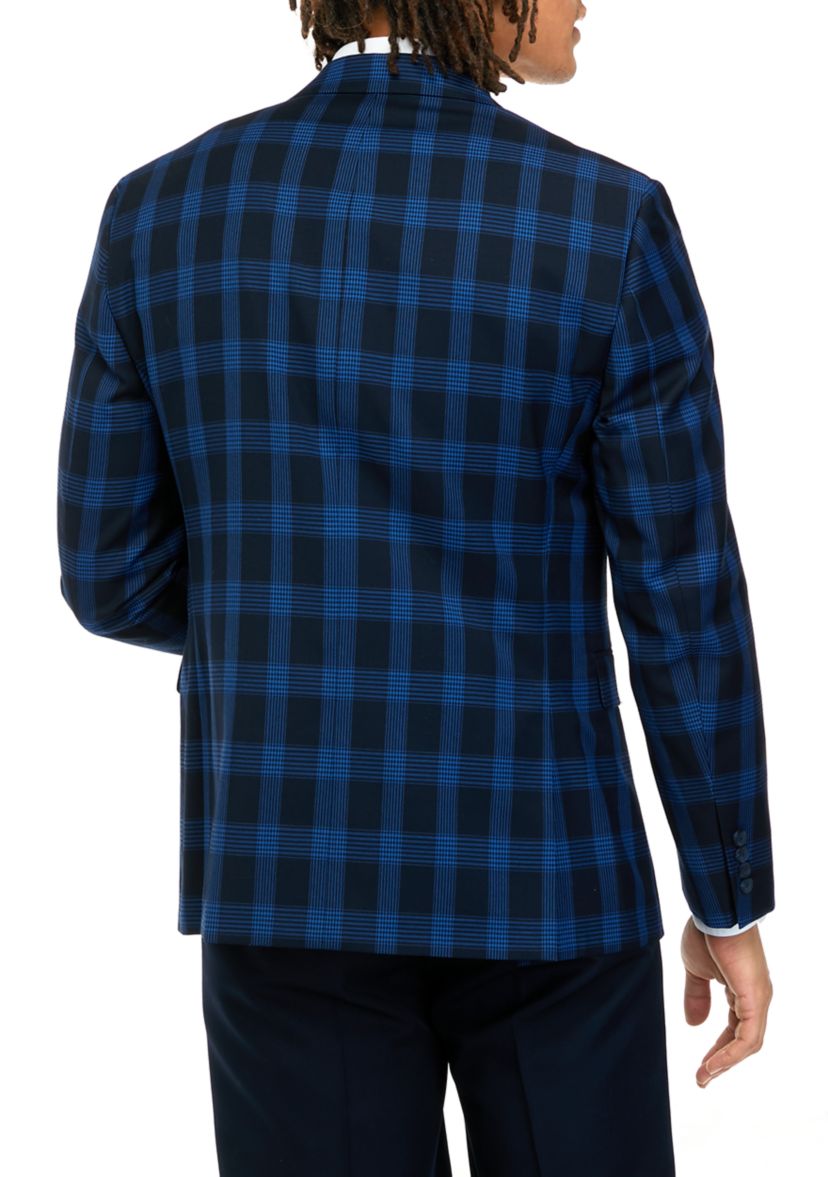Mens Navy Plaid Jacket