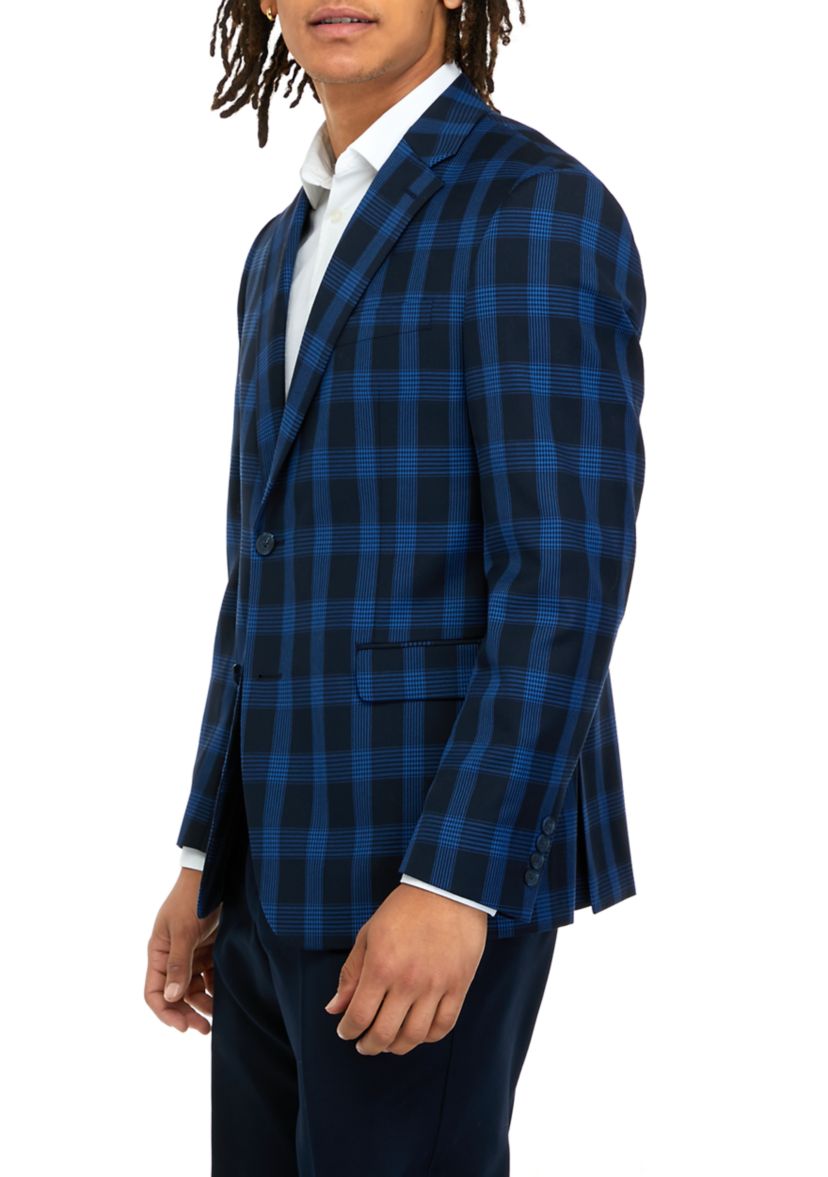 Mens Navy Plaid Jacket