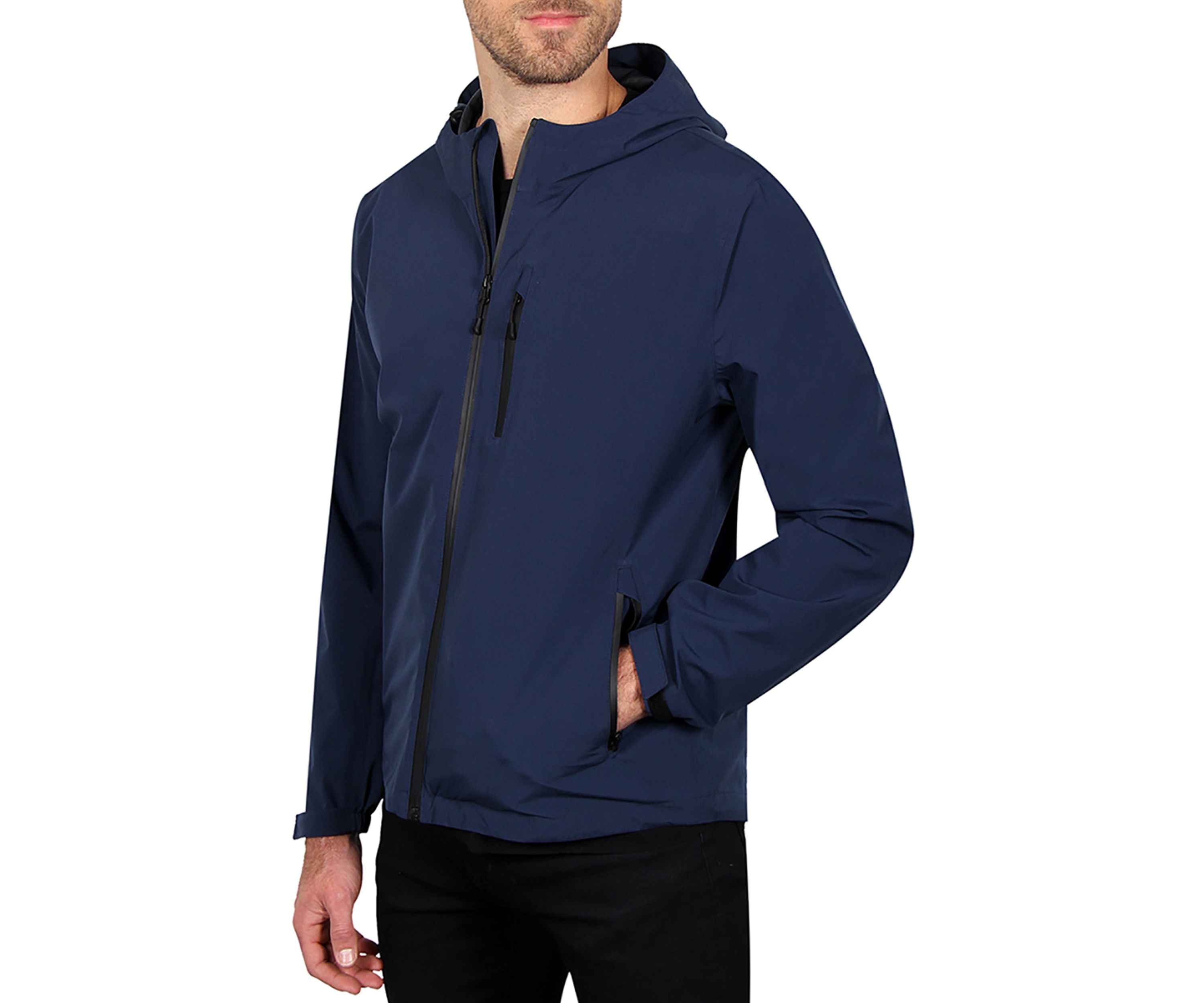 Mens Seam Sealed Waterproof Hooded Packable Jacket