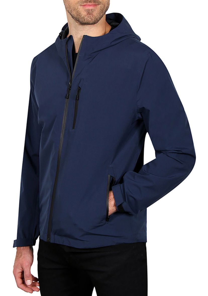 Mens Seam Sealed Waterproof Hooded Packable Jacket
