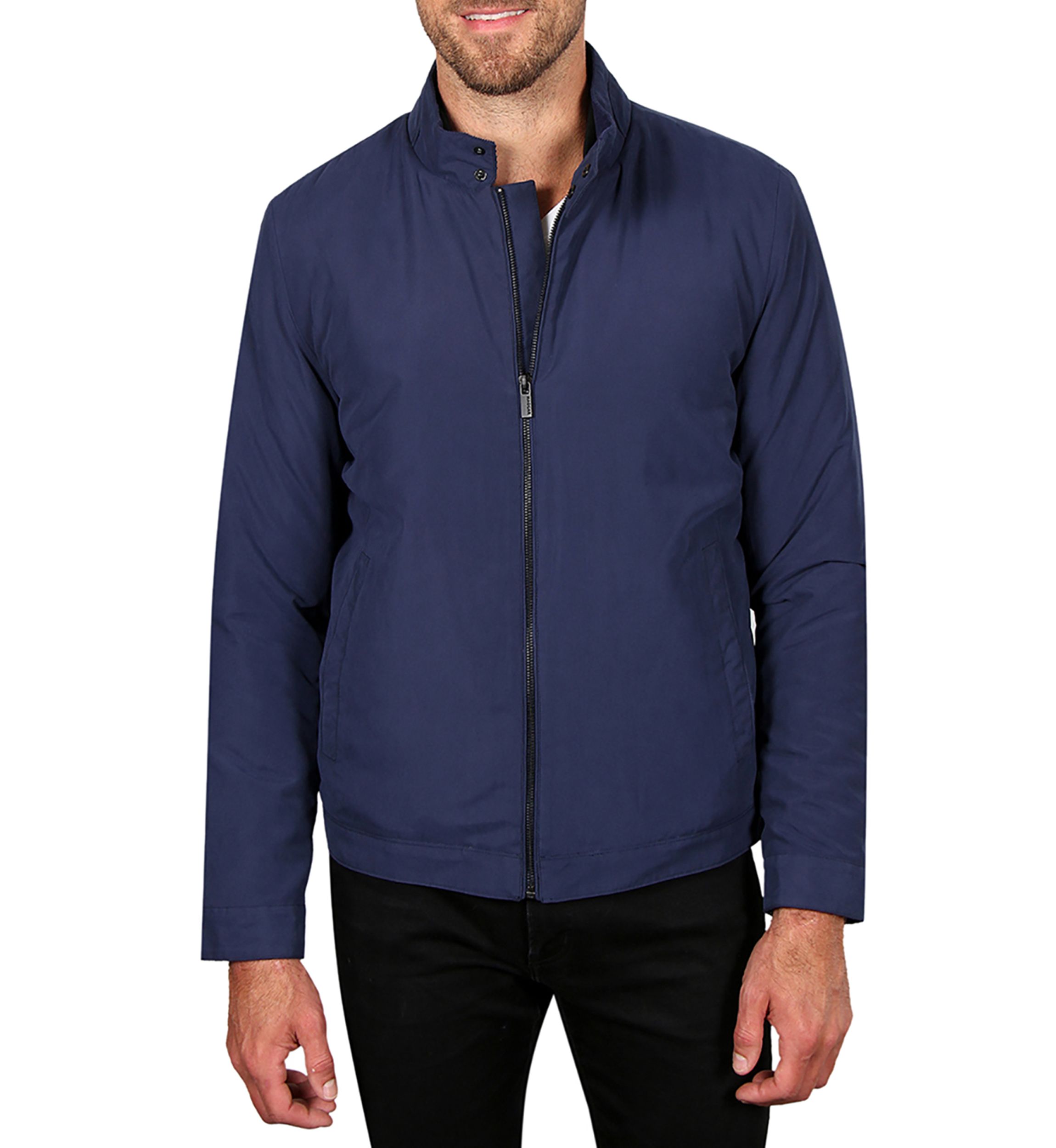Mens Microfiber Golf Jacket with Corduroy Trim on Collar
