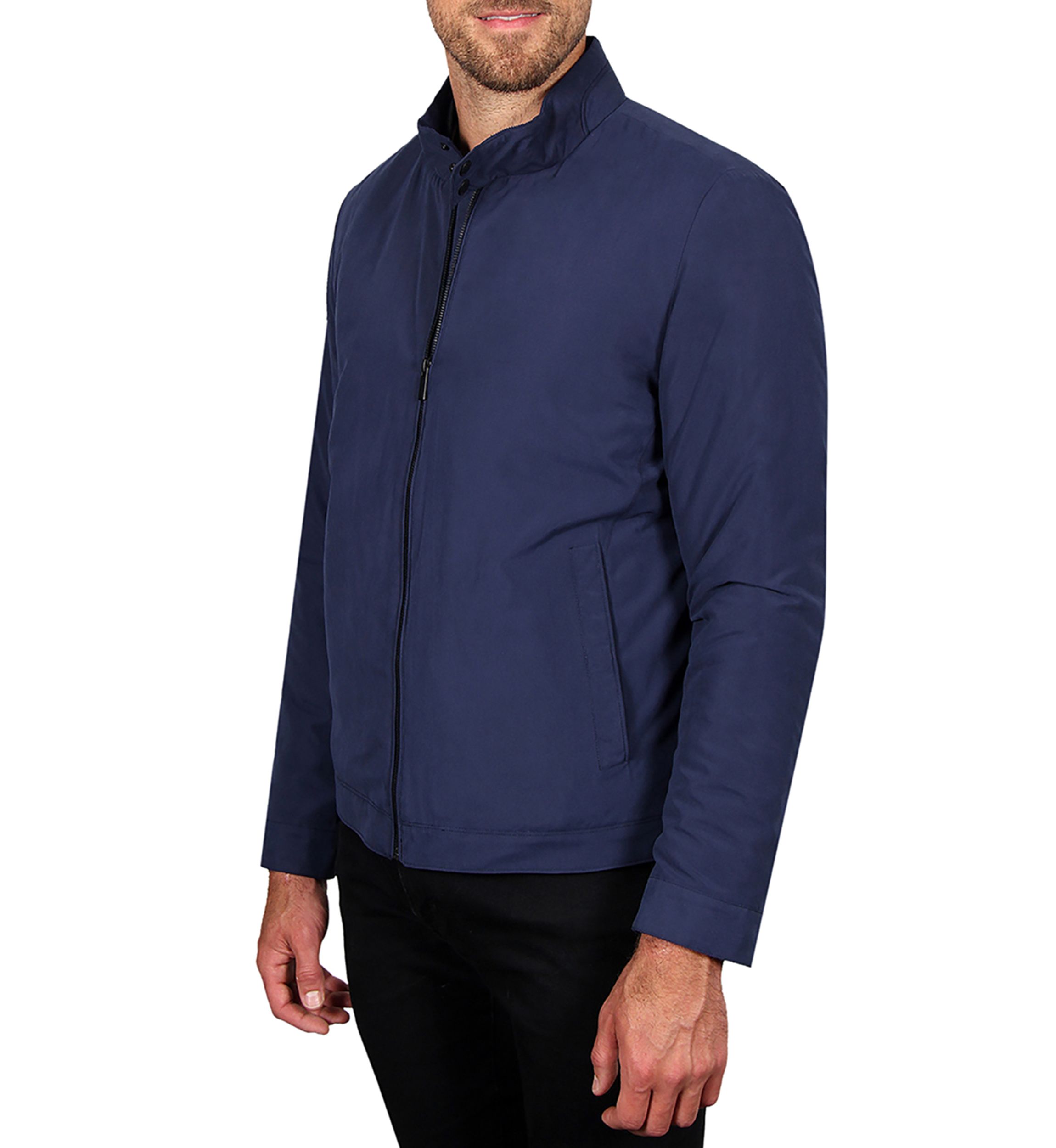 Mens Microfiber Golf Jacket with Corduroy Trim on Collar