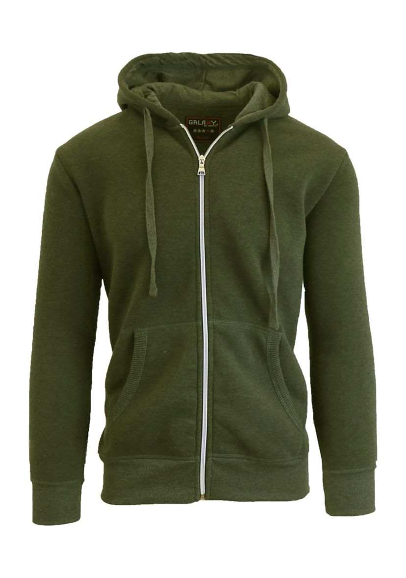 Mens Full Zip Fleece Hooded Sweatshirt