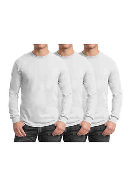 3 Or 5 Pack AWDis Men's Cool Long Sleeve Wicking T-Shirt Crew Neck Plain Tee New 