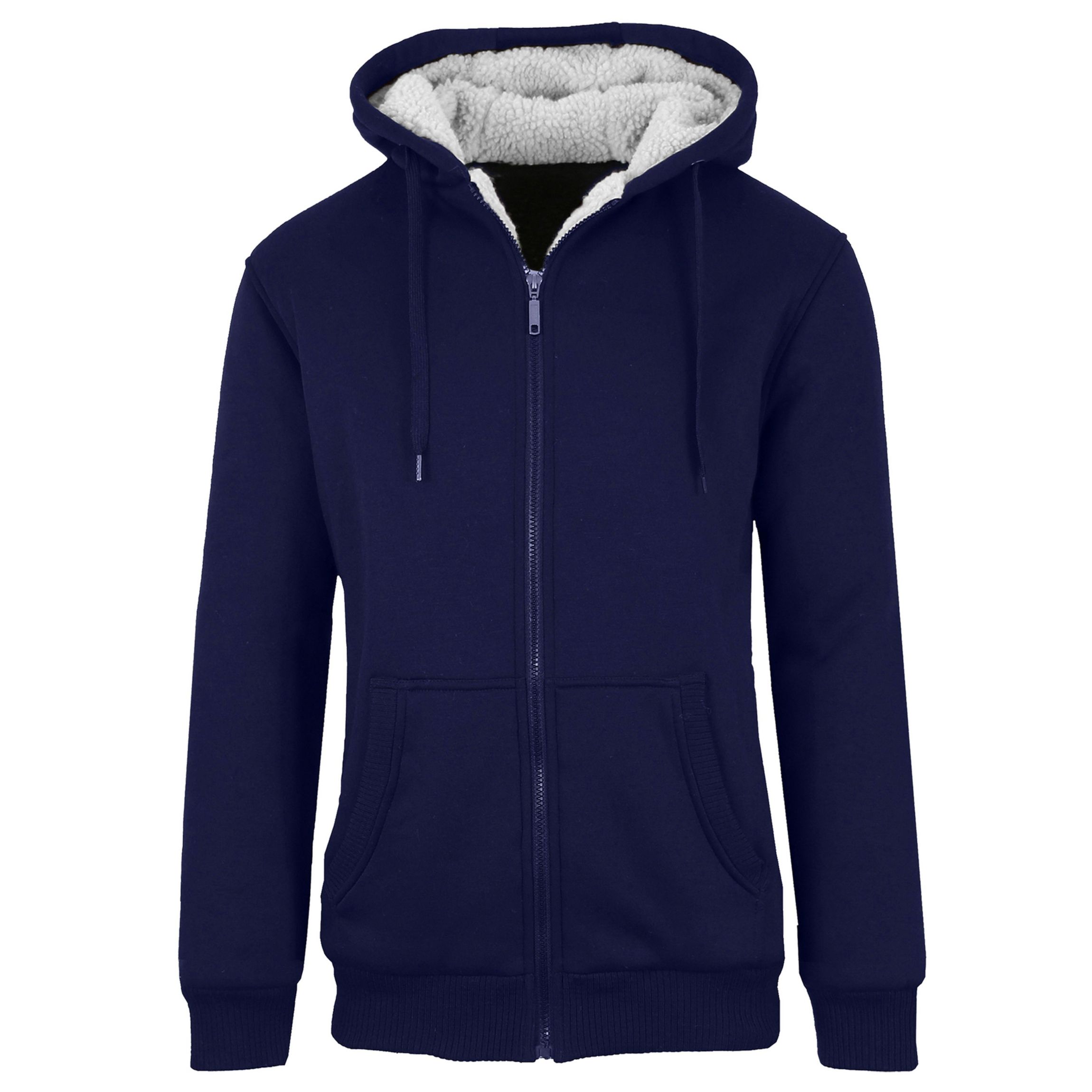 Mens Modern Fit Sherpa Lined Fleece Zip-Up Hoodie