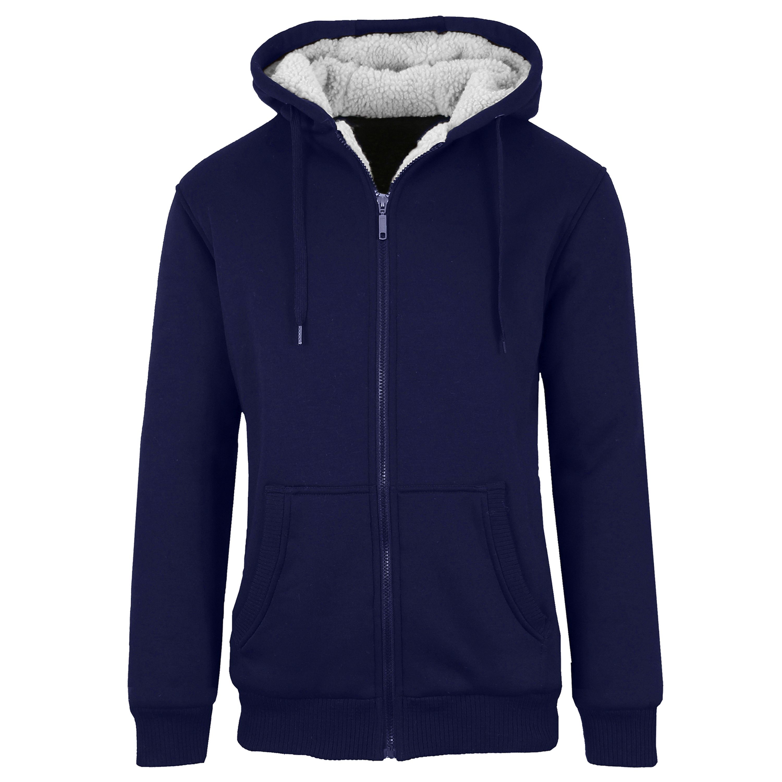 Mens Modern Fit Sherpa Lined Fleece Zip-Up Hoodie