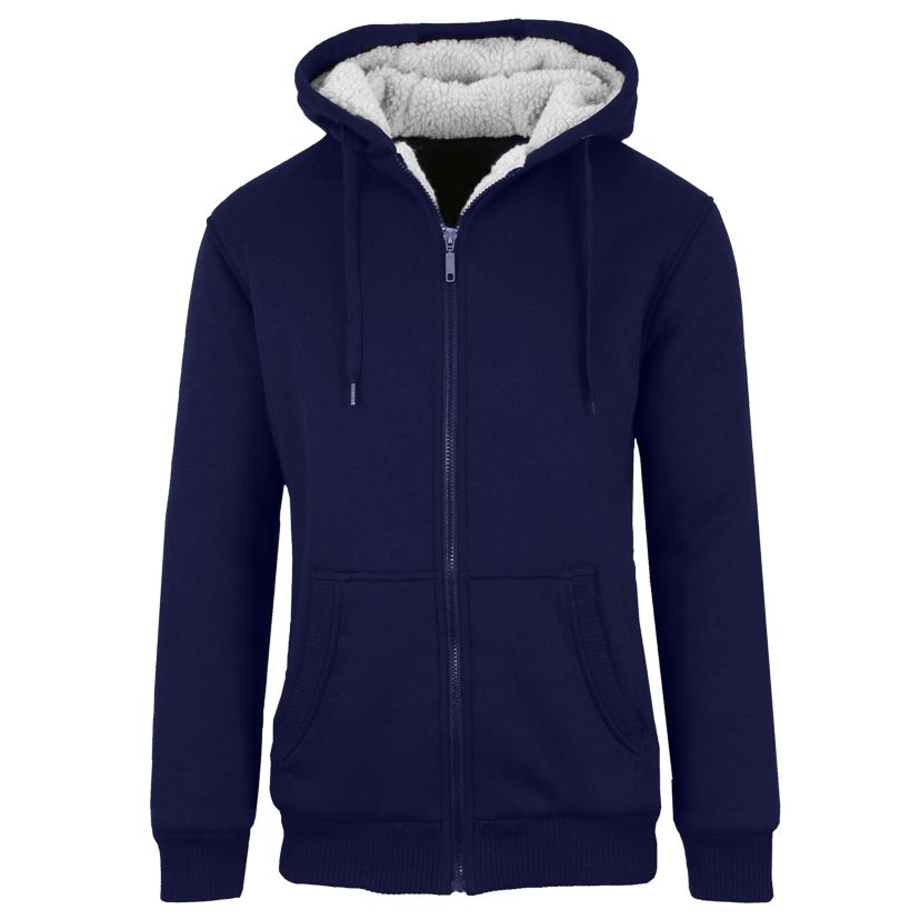 Mens Modern Fit Sherpa Lined Fleece Zip-Up Hoodie