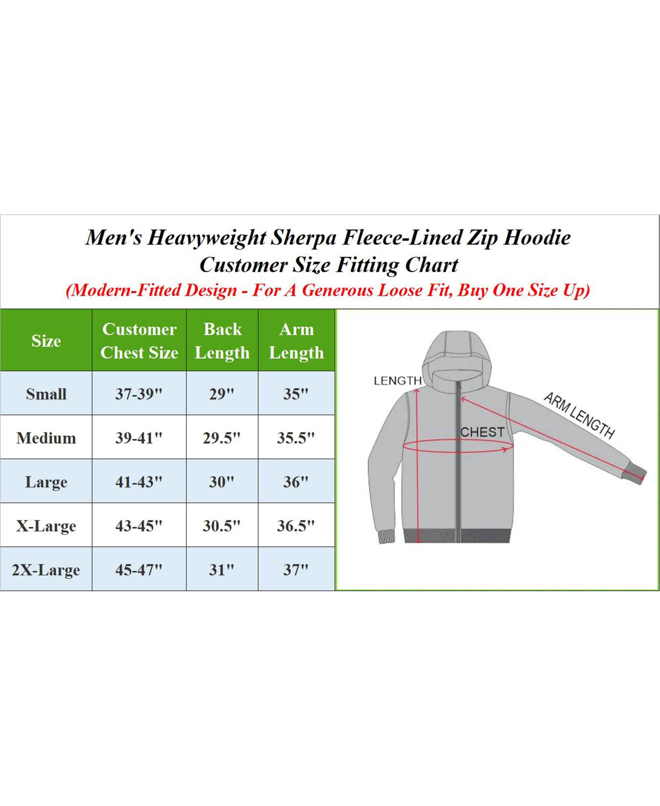 Mens Modern Fit Sherpa Lined Fleece Zip-Up Hoodie