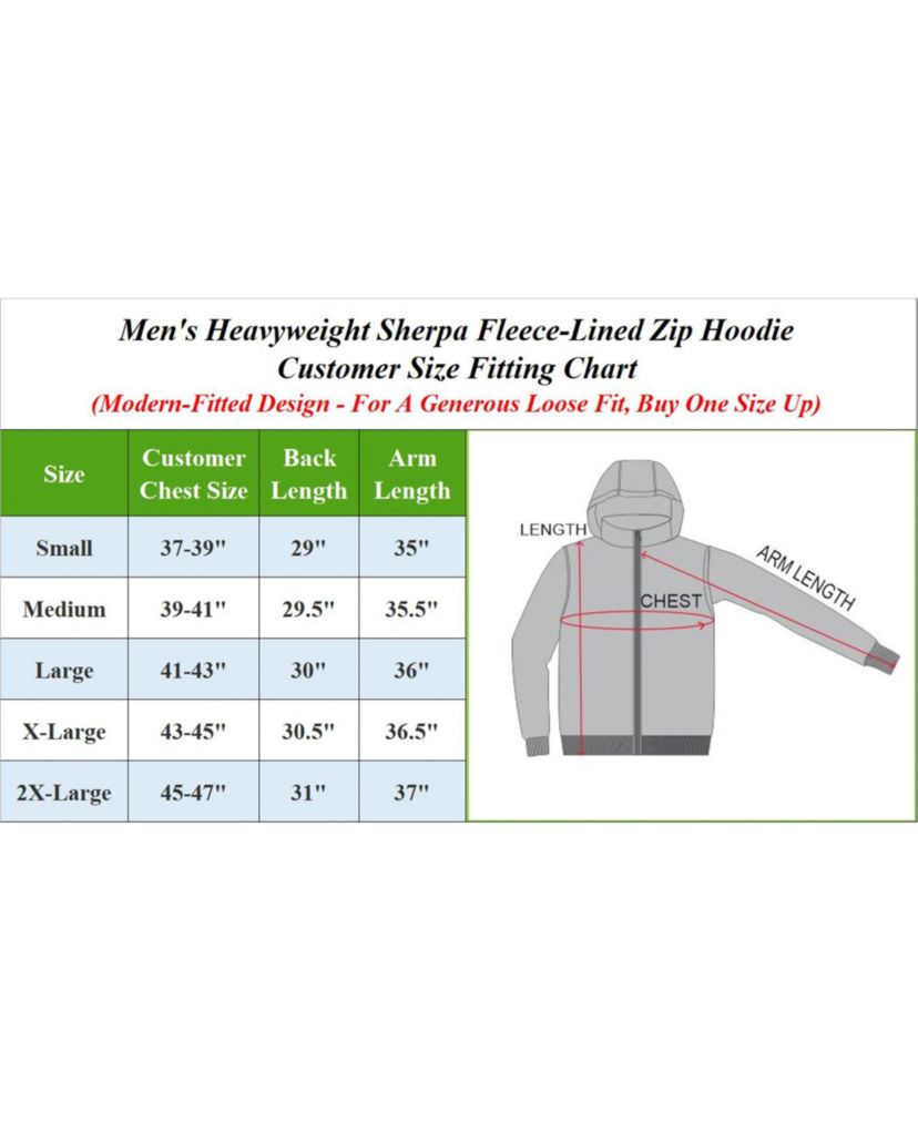 Mens Modern Fit Sherpa Lined Fleece Zip-Up Hoodie