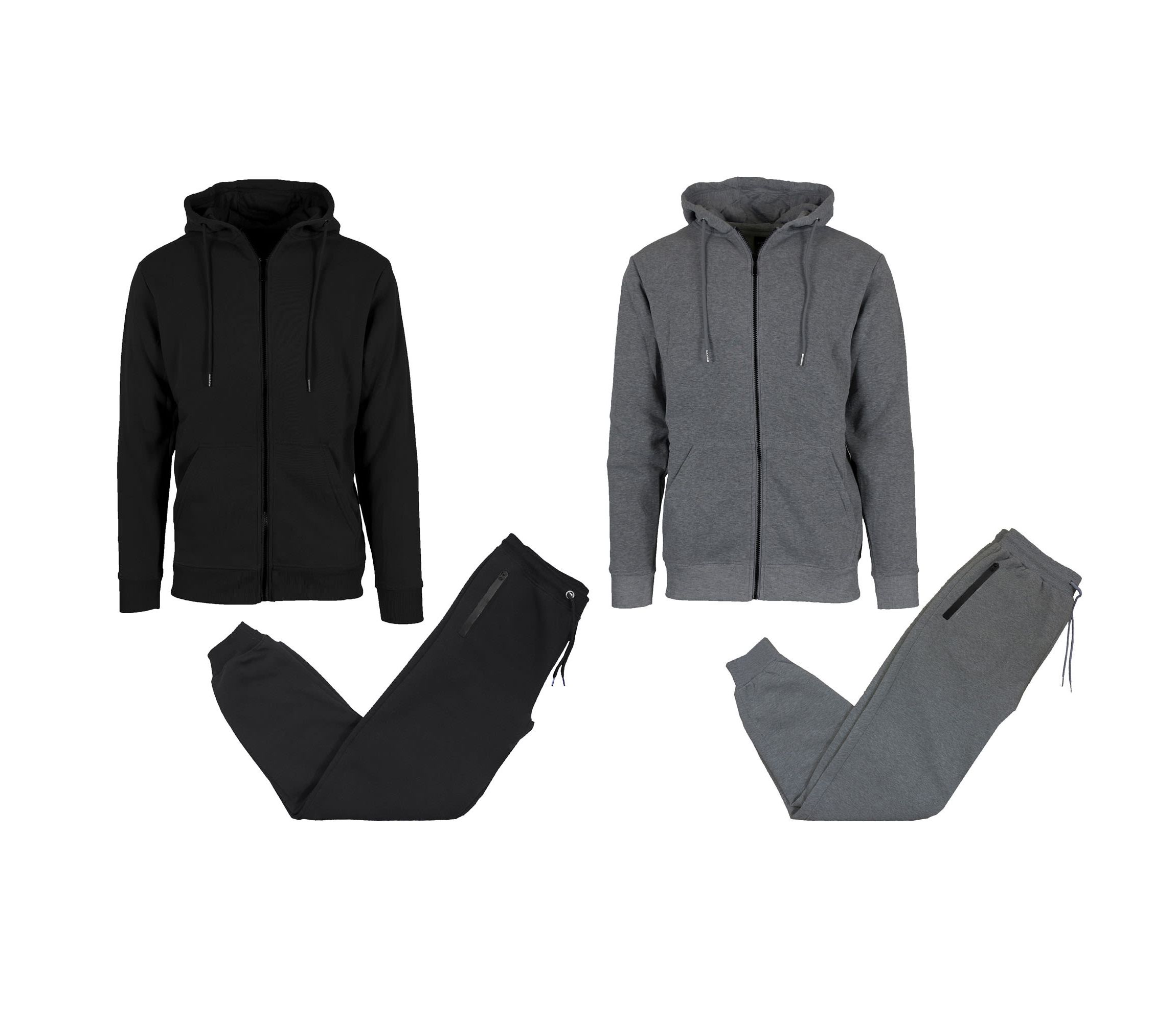 Slim Fit Fleece-Lined Full Zip Hoodie & Jogger 2-Piece Set- 2 Pack