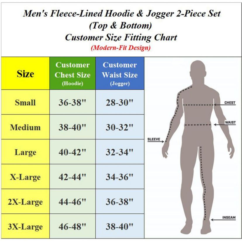 Slim Fit Fleece-Lined Full Zip Hoodie & Jogger 2-Piece Set- 2 Pack