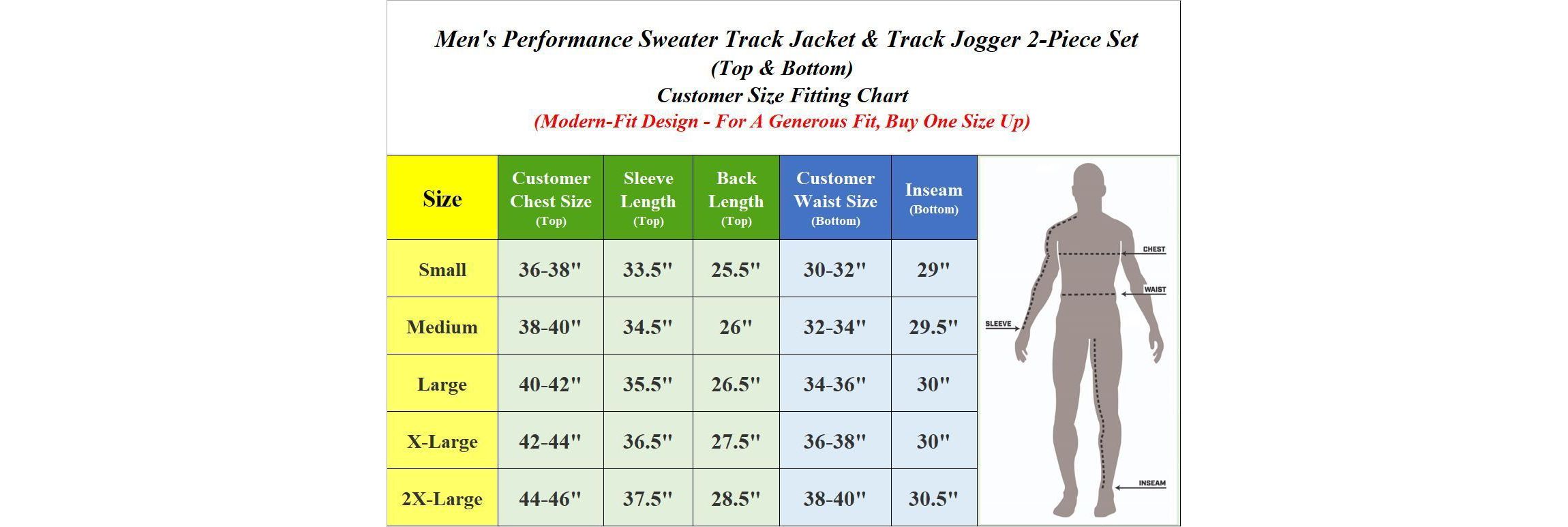 Men’s  Moisture Wicking Performance Active Track Jacket & Jogger 2-Piece Set