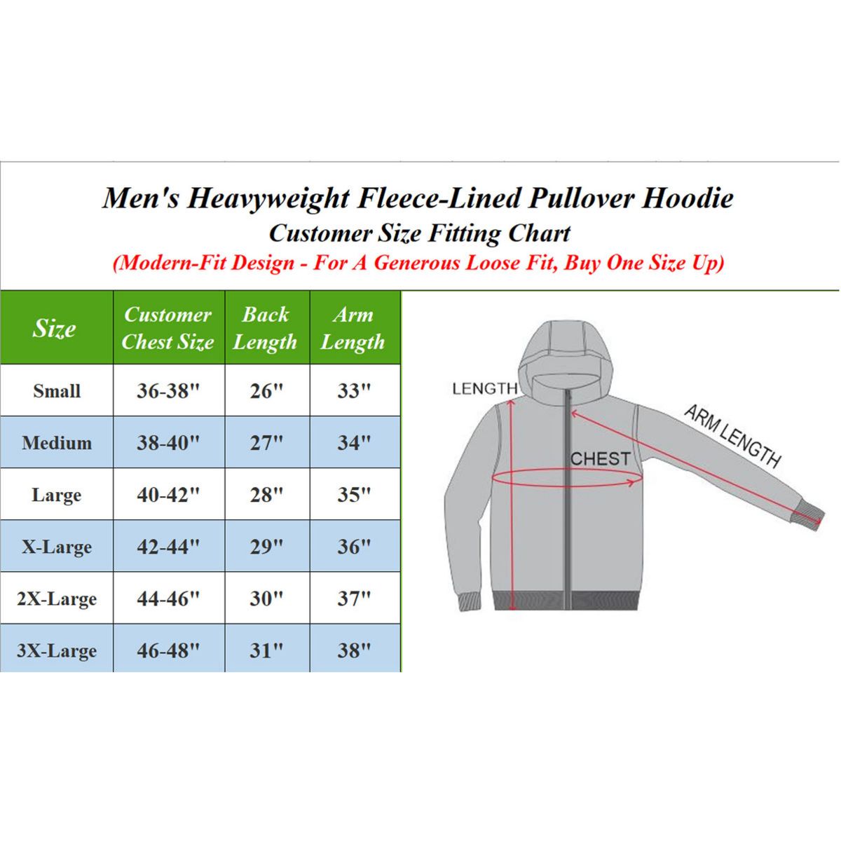 Mens Heavyweight Fleece-Lined Pullover Hoodie Sweater -3 Pack