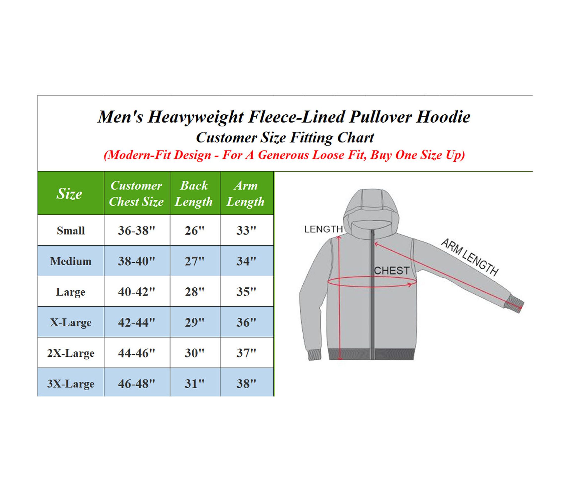 Mens Heavyweight Fleece-Lined Pullover Hoodie Sweater