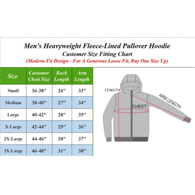 Mens Heavyweight Fleece-Lined Pullover Hoodie Sweater
