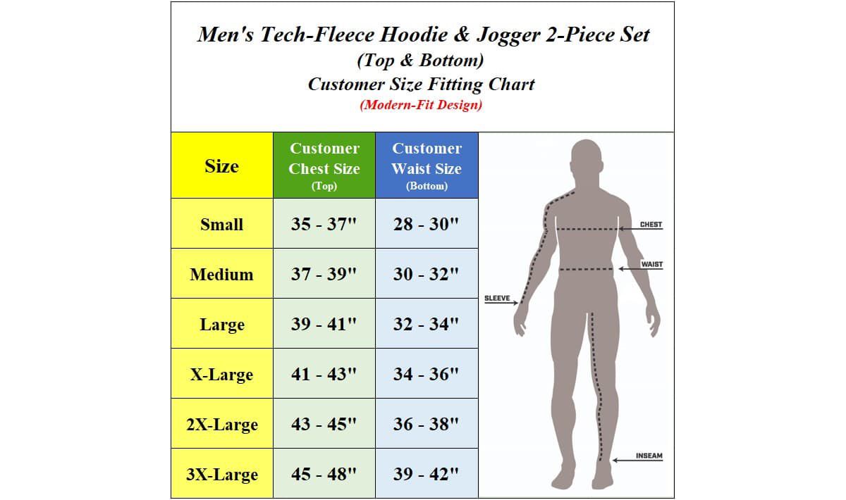 Galaxy by Harvic Mens Tech Fleece Hoodie and Jogger 2 Piece Set