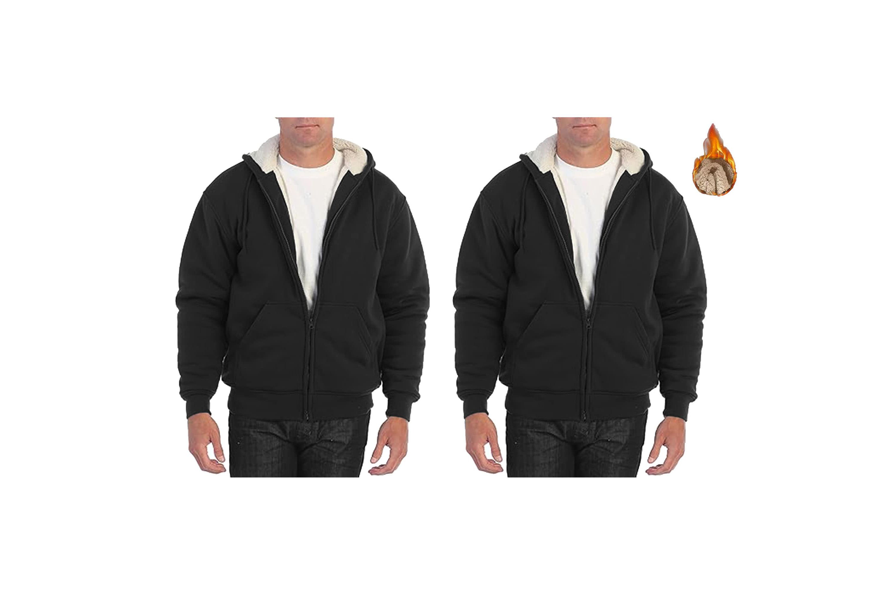 Mens Modern Fit Heavyweight Hoodie With Faux Shearling Lining-2 Pack